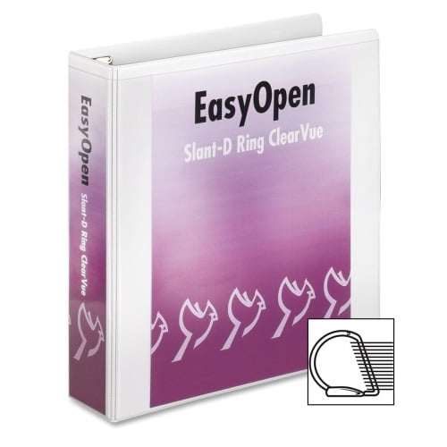 Cardinal EasyOpen Clearvue Slant D-Ring Binders 2' Binder Capacity - Letter - 8 1/2' x 11' Sheet Size - 525 Sheet Capacity - 2 1/2' Spine Width - 3 x D-Ring Fastener(s) - 2 Inside Front & Back Pocket(
