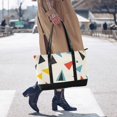 thumbnail image 4 of FORMRS Canvas Laptop Tote Bag for Women with 15.6" Computer Compartments Shoulder Handbag, Beige Triangles, 4 of 7