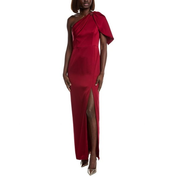 Aidan Mattox womens Satin One-Shoulder Gown, 14, Red