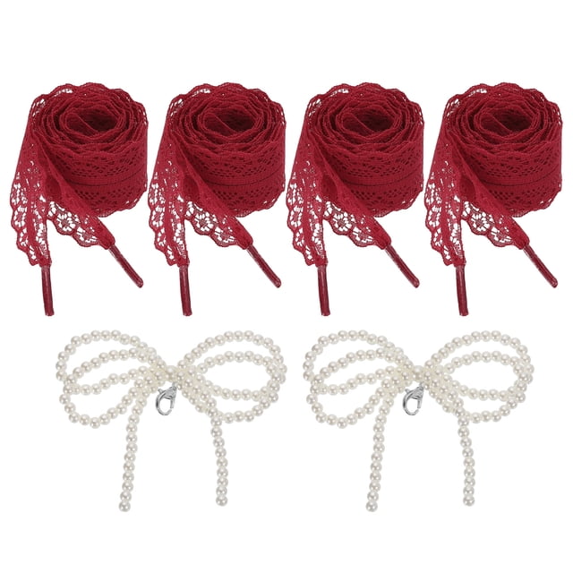 2 pares de cordones planos, cordones de 2.6 cm de ancho y 160 cm de largo, color rojo vino