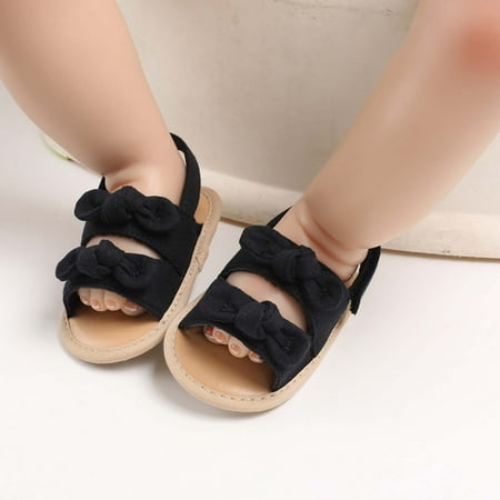 

Christmas Clearance! SuoKom Baby Girls Sandals Stripe Solid Color Summer Flat Shoes infant First Walkers