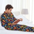 thumbnail image 6 of Cauagu Colorful Pineapples1 Print Men's Long-Sleeve Pajama Set,Soft Button-Front 2Pjs for Men Long Sleeve Men’s Sleepwear-Medium, 6 of 7