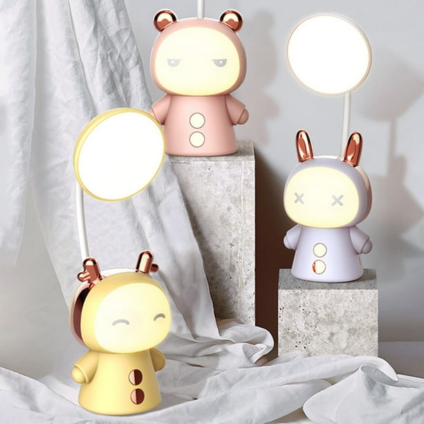 Fiudx Lámpara de Escritorio de Muñeca Auspiciosa, Linda Luz Nocturna Led, Lámpara de Lectura Regulable, Cuello Flexible Giratorio, Luz Que Cuida La Vista, Carga Usb Portátil, Regalo Único, Tamaño 8X7