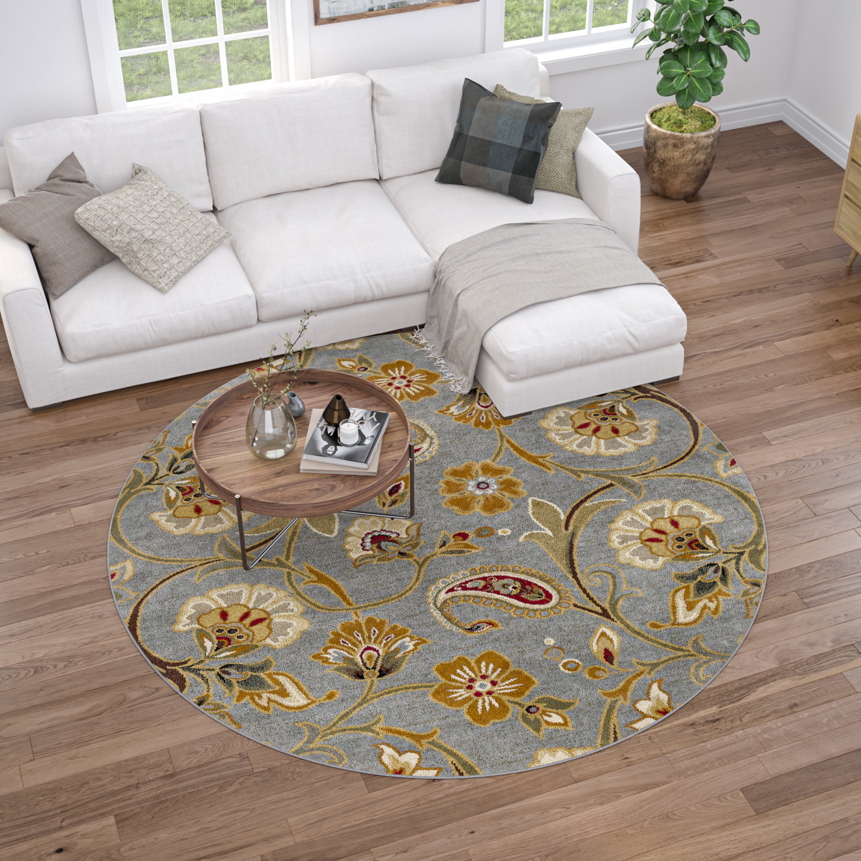 7x10 Transitional Ivory Large Area Rugs for Living Room, Bedroom Rug, Dining Room Rug, Indoor Entry or Entryway Rug, Kitchen Rug