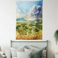 thumbnail image 4 of Country Decor Wall Hanging Tapestry, Paint of Summer Rural Landscape with Wheat and Small Country Houses in Valley Art, Bedroom Living Room Dorm Accessories, 60 X 80 Inches, by Ambesonne, 4 of 5