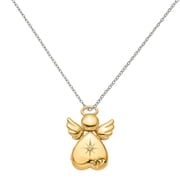 Primal Silver Sterling Silver Gold-plated 12mm Diamond Angel Locket With 18-inch Cable Chain