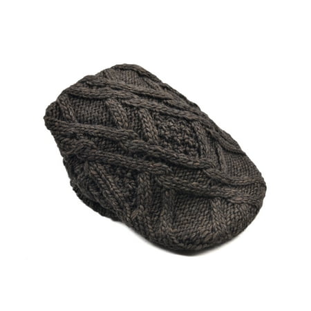 Altea Men's Brown Wool Blend Large Knitted Flat Cap