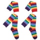 thumbnail image 2 of Calentadores de brazos con tiras de arcoíris, medias de pierna, calcetines altos hasta el muslo de colores, guantes sin dedos, conjunto de mangas para mujeres y niñas, 2 of 7