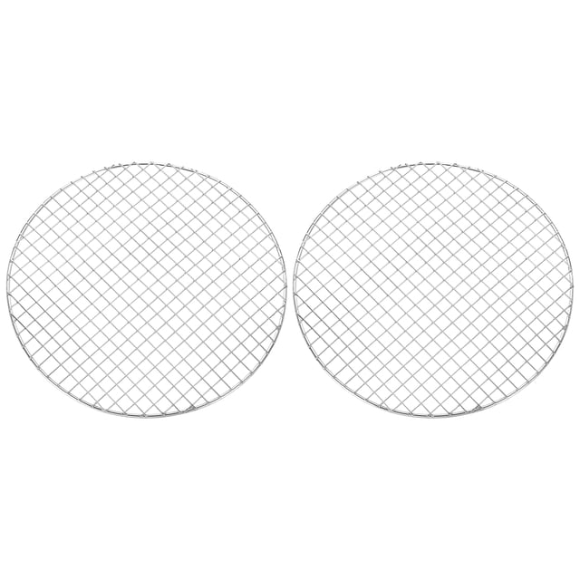 Uxcell 2 Pcs Soporte de Cocina Redondo, Diámetro de 12 Pulgadas, Rejilla de Acero Inoxidable para Parrilla, Barbacoa para Cocinar, Hornear y Freír al Aire, Plata
