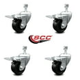 thumbnail image 2 of 3.5 Inch Soft Rubber Wheel Swivel 10mm Stem Caster Set with Total Lock Brake, 2 of 2
