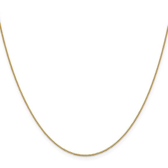 Solid 18k Yellow Gold Lobster Claw Closure Italian 0.7mm Box Chain Necklace- 24 Inch Chain Necklace for Women and Men