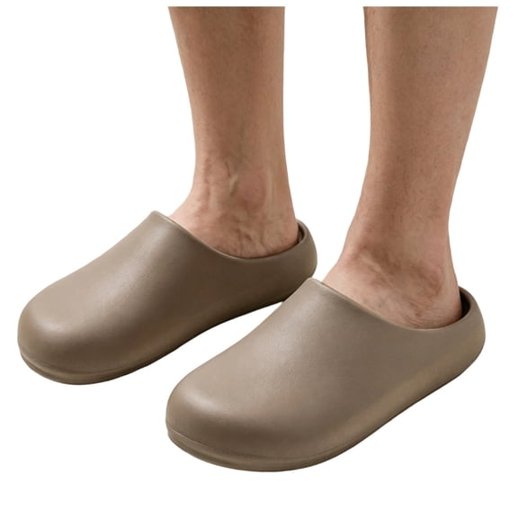 HEWUQI Cloud Slides Clogs for Men Breathable Comfortable Waterproof Summer Sandals Arch Support Slip on Beach Walking Shoes Brown Size 6.5