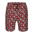 thumbnail image 4 of Kll Red Floral Men'S Casual Summer Beach Shorts Hawaiian Shorts With Pockets-3x-Large, 4 of 9