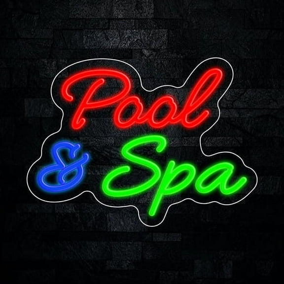 Pool & Spa LED Neon Sign 15"L x 11"H #33333