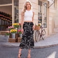 thumbnail image 4 of Asklazy Women’s Chiffon A-Line Maxi Skirt High Waisted Flowy Long Skirt Elastic Waist Business Casual Elegant Skirt for Work Office Daily Wear Summer,Black leave,2XL, 4 of 10