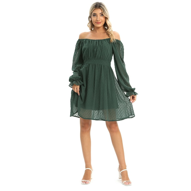 Women Long Sleeve Polka Dot Swing Mini Dress Fashion Womens Dress Cocktail  - Walmart.com