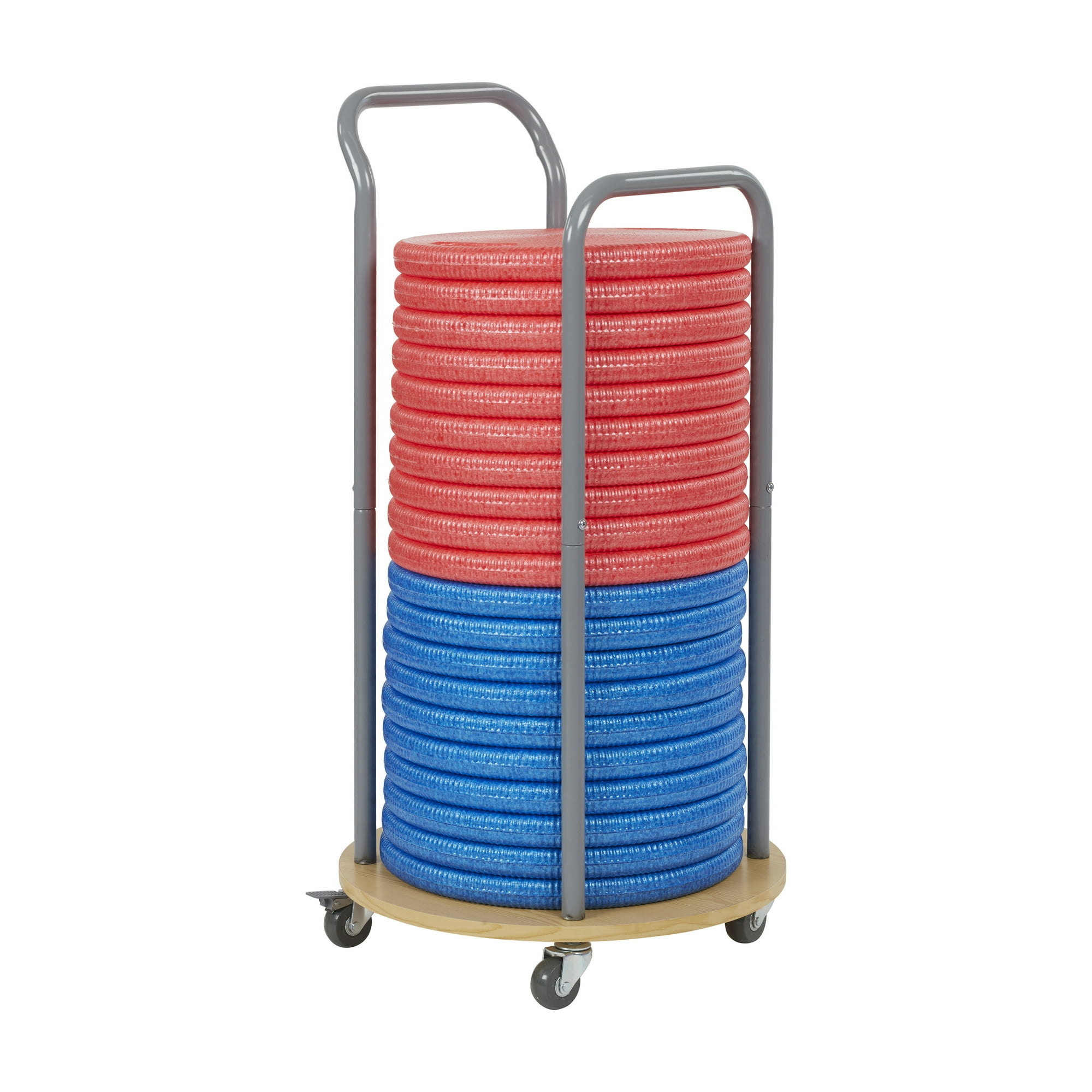 ECR4Kids CircleSpots and Mobile Cushion Cart, Flexible Seating, Blue/Red, 20-Piece