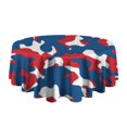 thumbnail image 5 of Red Blue Camo Bold Shapes Pattern Round Tablecloth 60"x60",Wrinkle Wipeable Table Cloth for Kitchen Dining Room Picnic Patio Party, 5 of 6