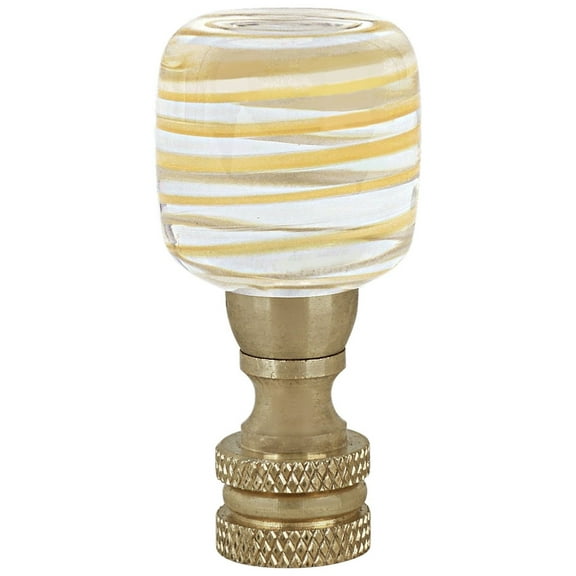 Aspen Creative 24024-21, Clear with Yellow Line Glass Lamp Finial in Copper, 2" Tall