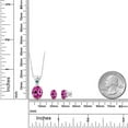 thumbnail image 2 of Gem Stone King 925 Sterling Silver Pink Created Sapphire and Blue Diamond Pendant and Earrings Jewelry Set for Women (7.83 Cttw, Gemstone Birthstone, Oval 11X9MM and 8X6MM with 18 inch Silver Chain), 2 of 3