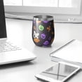 thumbnail image 3 of 12oz Stemless Wine Tumblers Cute Halloween Icons Pattern Vacuum Insulated Stainless Steel Travel Tumbler Cups Mug with Lid and Straw for Champaign,Cocktail,Beer with Cleaning Brush, 3 of 5
