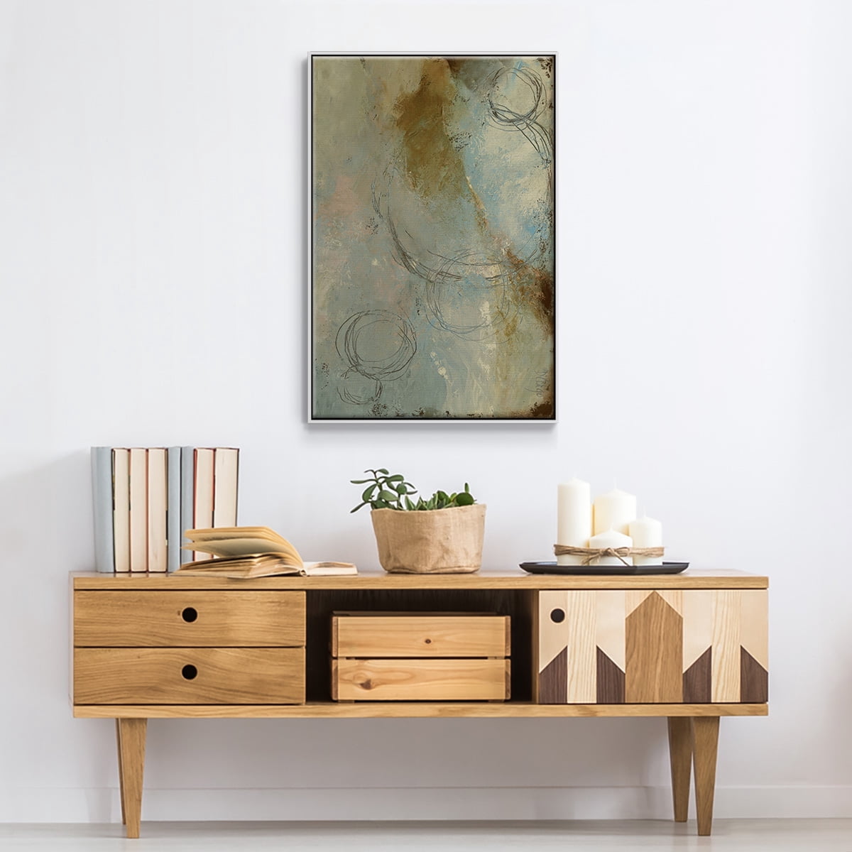 Zen Path I Framed Premium Gallery Wrapped Canvas - Ready to Hang - 27 x 41 - White Floating Frame