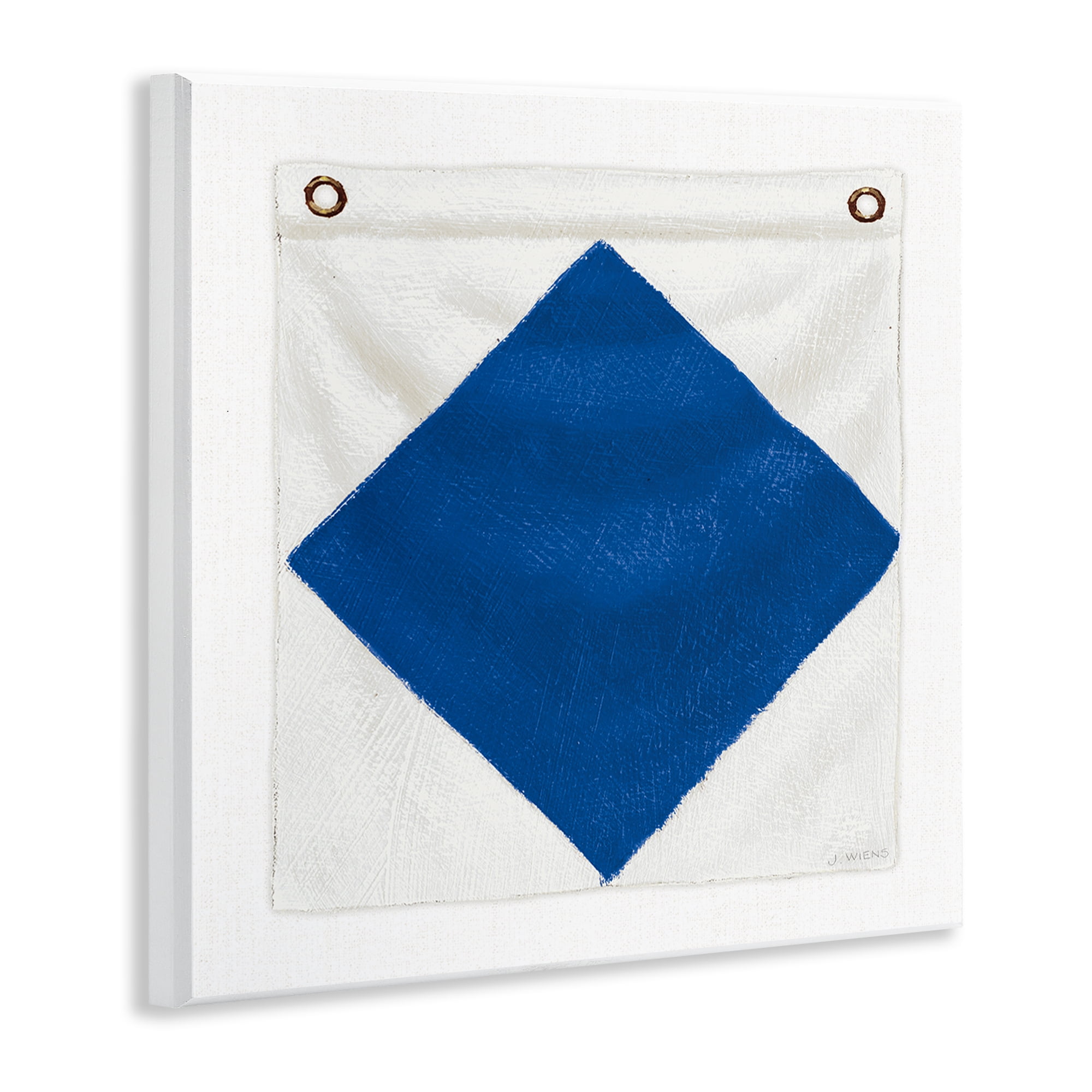Stupell Industries Blue & White Nautical Flag Nautical & Beach Painting Unframed Art Print Wall Art, 12 x 12