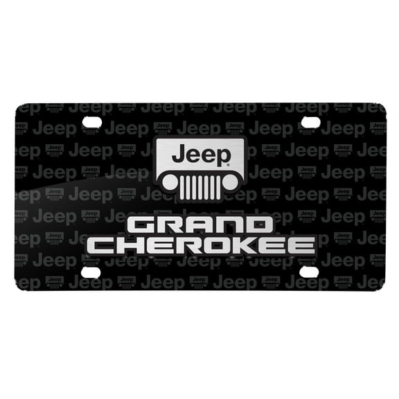 Jeep Grand Cherokee 3D Logo on Logo Pattern Black Aluminum License Plate