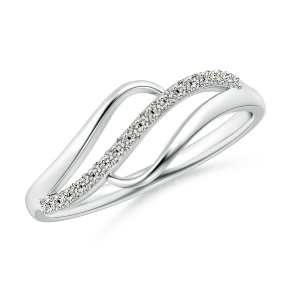 Angara Bague en Diamant Naturel - Bague Tourbillon en Diamant en Or Blanc 14K pour Femmes (Taille de Bague = 4.5)
