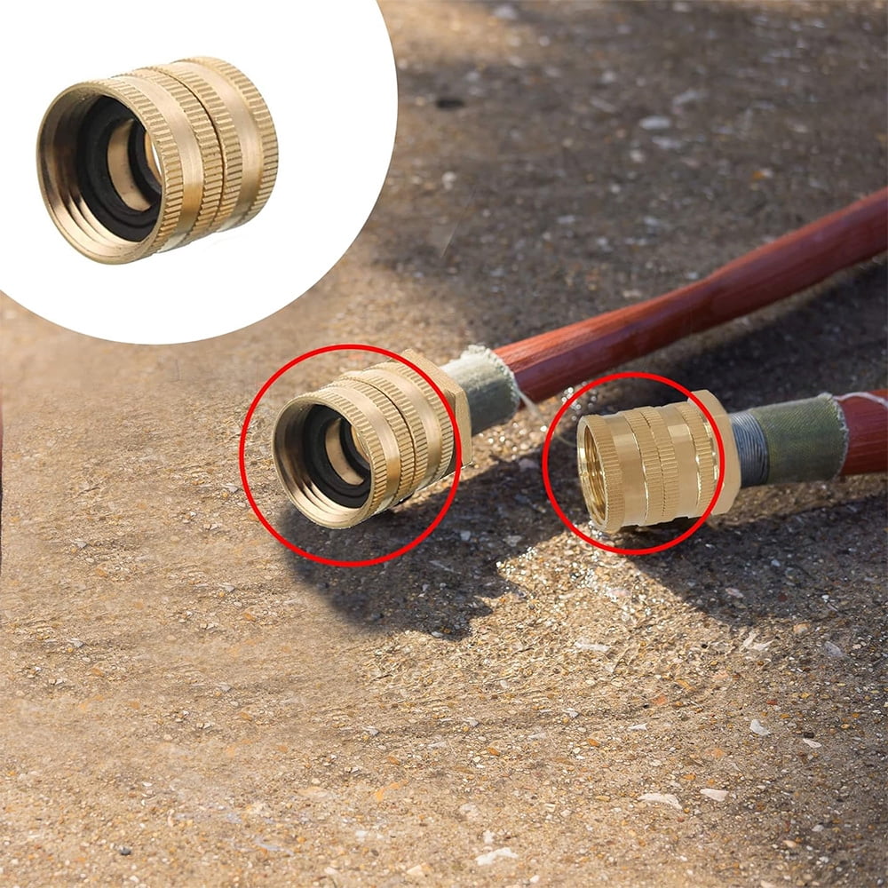 2Pcs Female to Female Hose Adapter,3/4 Inch Solid Brass Hose Quick Connect Fittings with Extra Washers,Garden Hose Repair Kit