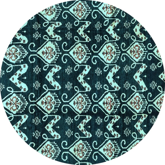 Ahgly Company Indoor Round Abstract Light Blue Modern Area Rugs, 6' Round