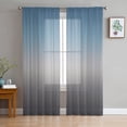 thumbnail image 3 of Gradient Blue Grey Abstract Art Semi Sheer Curtains 108 Inch Length 2 Panels Set, Sheer Kitchen Curtain Privacy Voile Window Curtain for Living Room Bedroom Rod Pocket Drapes, 3 of 7