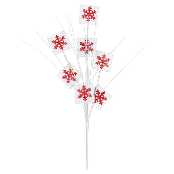 Vickerman Red/White Glitter Snowflake Artificial Christmas Spray. Includes 6 sprays per pack.