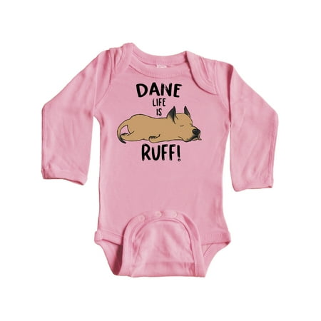 

Inktastic Dane Life is Ruff! Tan Great Dane Gift Baby Boy or Baby Girl Long Sleeve Bodysuit