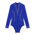 thumbnail image 3 of Aislor Men Mesh Latin Dance Leotard Long Sleeve Shiny Gymnastics Bodysuit Ballroom Dancewear Blue XL, 3 of 7