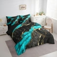 thumbnail image 3 of Homewish Adult Fashion Marble Twin Bedding Sets 7-Piece, Black Cyan Abstract Ombre Bedding Comforter Set, Modern Artwork Reversible Sheet Sets, Luxury Bedroom Decor, 3 of 7