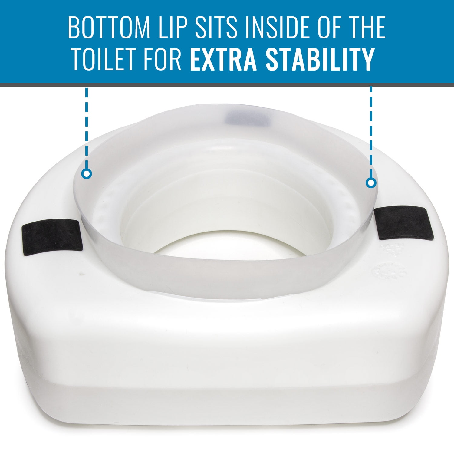 HealthSmart 5" Raised Toilet Seat Riser, Round, Slip-Resistant Pads, Portable Bathroom Safety Aid for Seniors, 300 lb Capacity