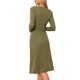 thumbnail image 3 of Vestido de punto acanalado INSPIRE CHIC para mujer, vestido de suéter midi de manga larga con cuello redondo, talla XS, color verde oliva, 3 of 6