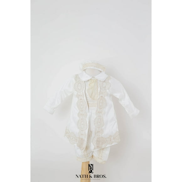 088 - Ropón Bautizo Talla 3 Hueso