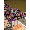 thumbnail image 2 of Outdoor Tablecloths with Umbrella Hole & Zipper, Watercolor Flowers 60x60 Inch Square Tablecloths, Retro Spring Floral Botanical Leaves Black Waterproof Table Cloth, Patio/Pool/Picnic Table Covers, 2 of 8