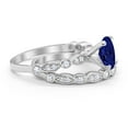 thumbnail image 3 of Two Piece Band Engagement Ring Oval Blue Sapphire CZ 925 Sterling Silver Size 5, 3 of 4