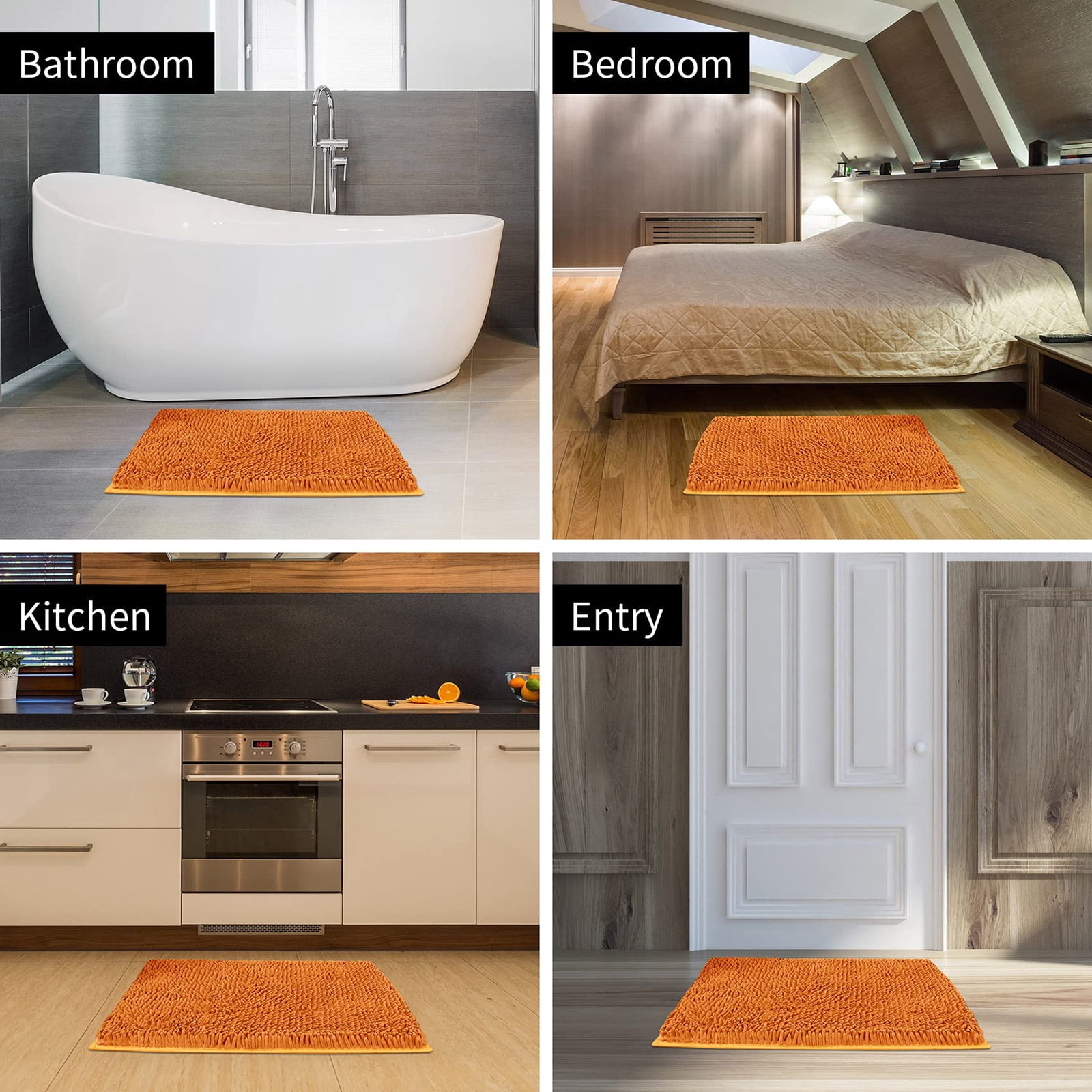 Bathroom Rugs Bath Mat Thick Soft Absorbent Chenille Bath Mats for Bathroom, Microfiber Dries Quickly, Shaggy Washable Rug, Plush Durable Rug, Bathtub and Shower Floor, 35" x 24", Champagne