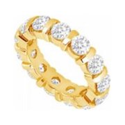Fine Jewelry Vault UBAGVYR400CZ328 Four CT Eternity Wedding Bands Bar Set AAA CZ Eternity Band on 18K Yellow Gold Vermeil