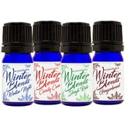 GreenHealth - Holiday Season Synergy Blends - Winter Blends Set- 5 ml (1/6 fl oz) - Sleigh Ride, Winter Nights, Ginger Bread, & Candy Cane - 100% Pure,Undiluted, Therapeutic Grade, Aromatherapy