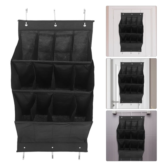 Raindrops Black Hanging Shoe Organizer with Upward Opening for Narrow Doors and Closet Storage