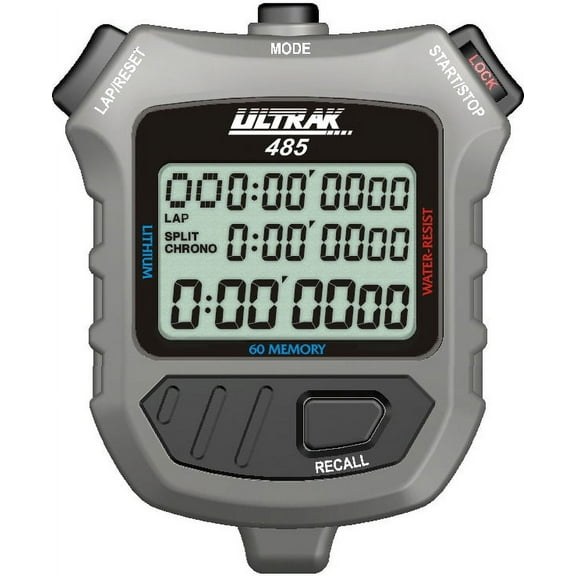 Ultrak 485 - 60 Lap Dual Split Memory Stopwatch Timer with Three Line Display