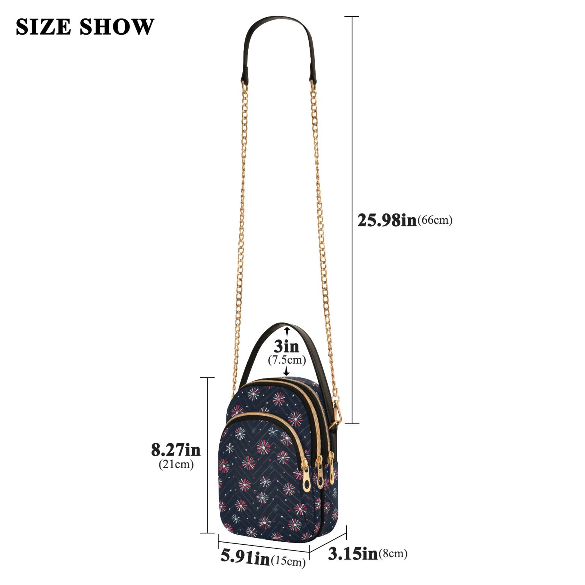 FORMRS Crossbody Bag for Women Quilted Travel Shoulder Cell Phone Purse with Chain Strap Handbag, Red Fireworks Pattern