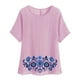 thumbnail image 1 of Camiseta de Mujer Camiseta de Manga Corta Impresión Casual Raglan Suelto de Lino Top Blusas, Cuello de la Tripulación, 1 of 5