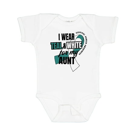 

Inktastic I Wear Teal and White for My Aunt Cervical Cancer Awareness Gift Baby Boy or Baby Girl Bodysuit