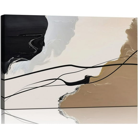 WFSposterBrown and Beige Abstract Canvas Wall Art Decor Black Artwork for Living Room Contemporary Pictures Modern Art Print Painting for Kitchen Home Bedroom Decorations